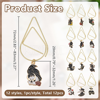 12Pcs 12 Styles Gothic Style Iron Paper Clips AJEW-AR00005-1