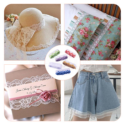 30 Yards 6 Colors Ethnic Style Polyester Flower Lace Trim OCOR-TA0001-83A-1