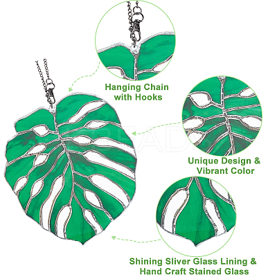 Monstera Leaf Acrylic Pendant Decorations HJEW-WH0043-33B-1