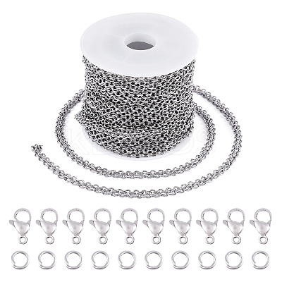 DIY 304 Stainless Steel Cable Chain Bracelets/Neckalaces Making Kits DIY-TA0011-27A-1
