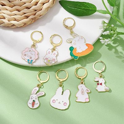 Easter Rabbit Alloy Enamel Pendant Decoration HJEW-JM01310-01-1