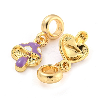 Rack Plating Alloy Enamel Mushroom European Dangle Charms FIND-B034-18G-01-1