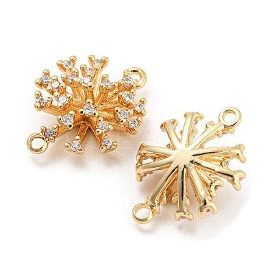 Brass Micro Pave Clear Cubic Zirconia Connector Charms KK-Q789-45G-1