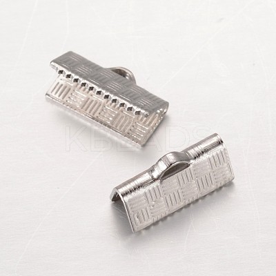 Tarnish Resistant Rectangle 304 Stainless Steel Ribbon Crimp Ends STAS-L183-07-1