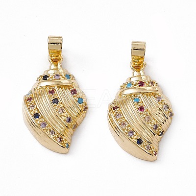 Brass Micro Pave Cubic Zirconia Pendants KK-E068-VC051-1