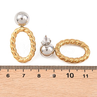 Two Tone 304 Stainless Steel Stud Earrings EJEW-T050-01C-GP-1