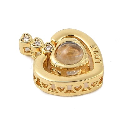 Brass Micro Pave Cubic Zirconia and Glass Pendants KK-M315-01G-02-1