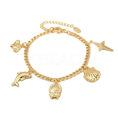 304 Stainless Steel Charm Bracelets BJEW-D359-04G-1