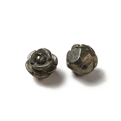 Natural Pyrite Carved Flower Scattered Beads G-O156-B-32-1