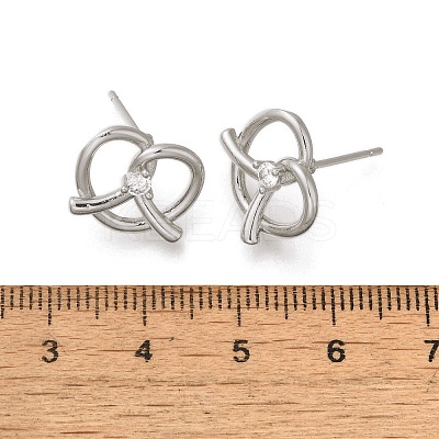 Rack Plating Heart Brass Micro Pave Clear Cubic Zirconia Stud Earrings EJEW-H143-17P-1