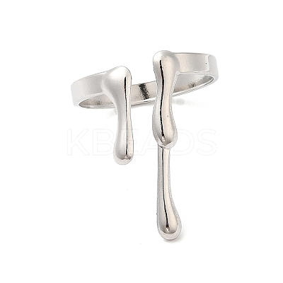 Non-Tarnish 304 Stainless Steel Melting Drop Open Cuff Rings for Women RJEW-L107-001P-1
