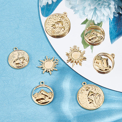 12Pcs 4 Style 304 Stainless Steel Pendants STAS-BBC0001-61-1