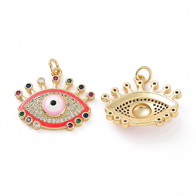 Brass Micro Pave Colorful Cubic Zirconia Pendants KK-E068-VF018-1