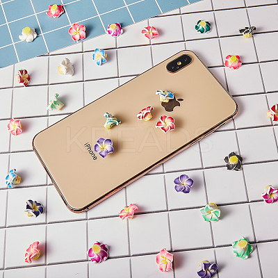 Handmade Polymer Clay 3D Flower Plumeria Beads CLAY-SC0001-02-1