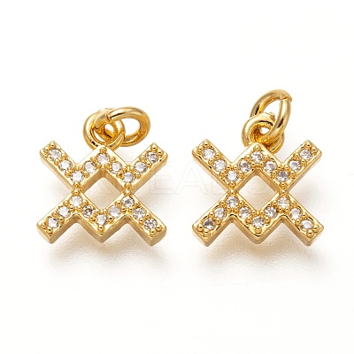 Brass Micro Pave Clear Cubic Zirconia Pendants X-ZIRC-P081-G01-RS-1