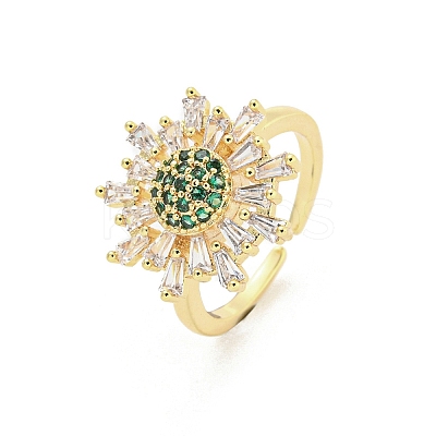 Brass Micro Pave Cubic Zirconia Cuff Rings RJEW-I103-039G-1