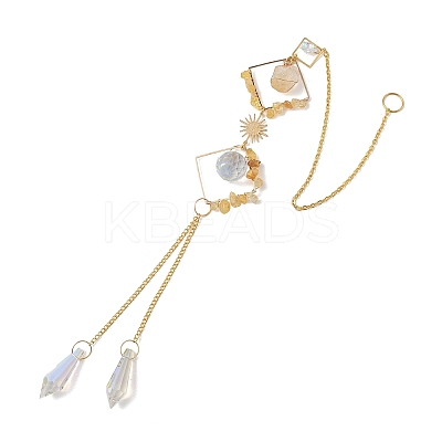 Iron Rhombus & Natural Citrine Suncatchers HJEW-F025-04G-02-1