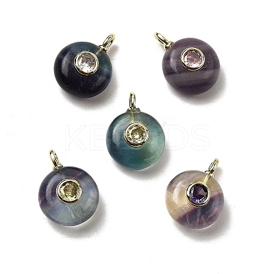 Natural Fluorite Flat Round Pendants G-H318-01G-A-02-1