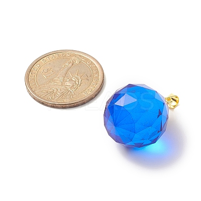 Faceted Transparent K9 Glass with Brass Pendants PALLOY-JF02041-1