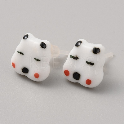 Cute Cartoon Animal Porcelain Stud Earrings EJEW-TAC0001-03C-1