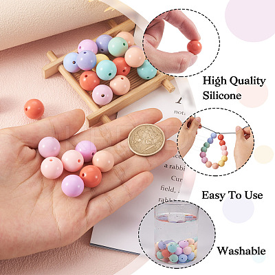 100Pcs 10 Colors Food Grade Eco-Friendly Silicone Focal Beads SIL-TA0001-28-1