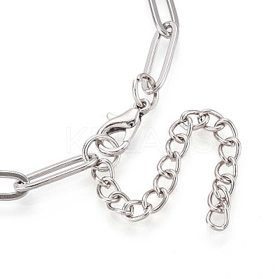 201 Stainless Steel Paperclip Chain Bracelets for Women BJEW-N036-02P-1