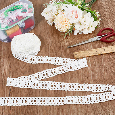 15 Yards Cotton Embroidery Flower Hollow Lace Ribbon OCOR-DR0001-05-1