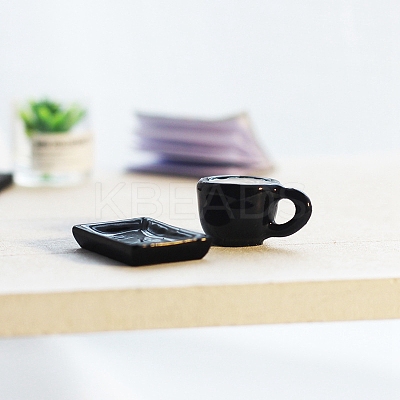 2Pcs Mini Resin Latte Art Coffee Cup & Saucer Set BOTT-PW0001-220-1