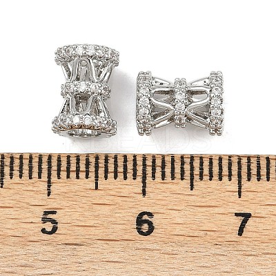 Brass Micro Pave Clear Cubic Zirconia European Beads KK-F906-22P-1