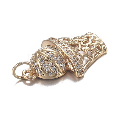 Brass Micro Clear Cubic Zirconia Pendants ZIRC-F120-034G-1