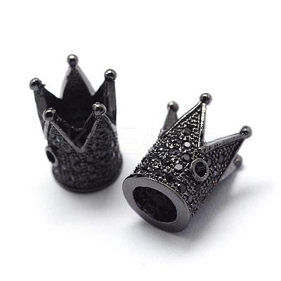 Rack Plating Brass Cubic Zirconia Beads ZIRC-S034-01B-1