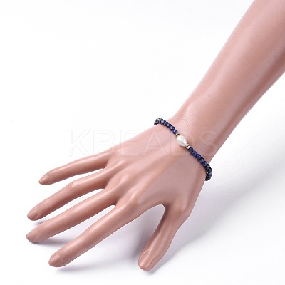 Natural Lapis Lazuli(Dyed) Beads Stretch Bracelets BJEW-JB04676-02-1