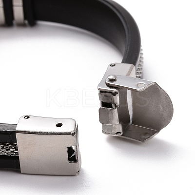 Men's Silicone Cord Bracelet LS-BJEW-M206-02BP-1