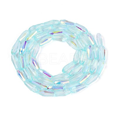 AB Color Plated Transparent Glass Teardrop Beads Strands LS-EGLA-T029-08C-1