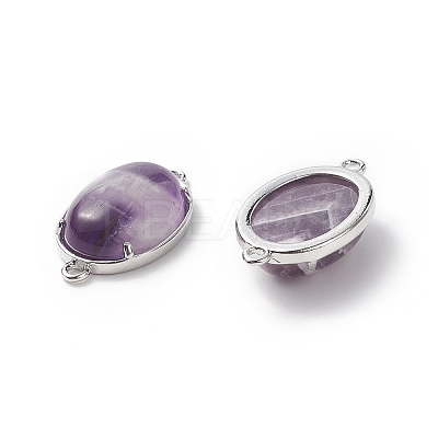 Brass Natural Amethyst Links connectors G-E398-03D-1