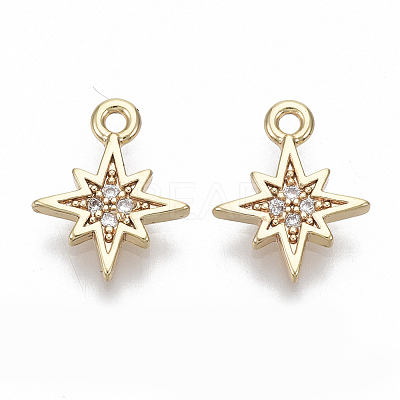 Brass Micro Pave Cubic Zirconia Charms X-KK-S348-498-NF-1