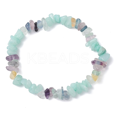 Natural Amazonite Chip Beads Stretch Bracelets for Women BJEW-JB12589-02-1