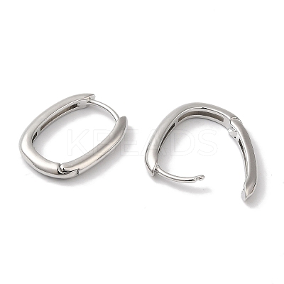 Rectangle Brass Huggie Hoop Earrings for Women EJEW-U008-12P-1
