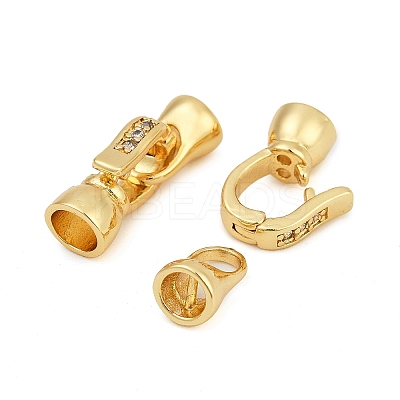 Brass Micro Pave Cubic Zirconia Fold Over Clasps KK-P164-05G-1-1