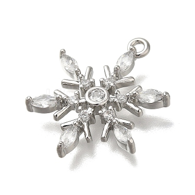 Rack Plating Brass Micro Pave Cubic Zirconia Pendants KK-M014-10B-P-1