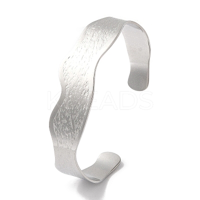 Non-Tarnish 304 Stainless Steel Open Cuff Bangles for Women BJEW-I315-01P-1