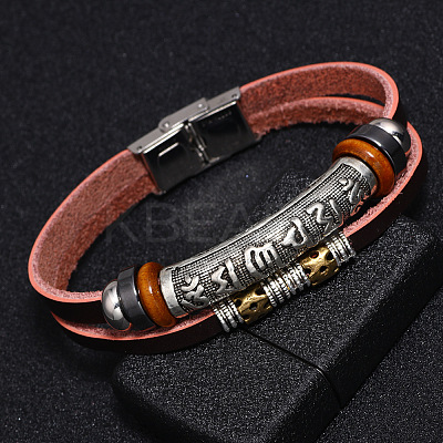 Leather Cord Multi-strand Bracelets BJEW-F352-13M-1