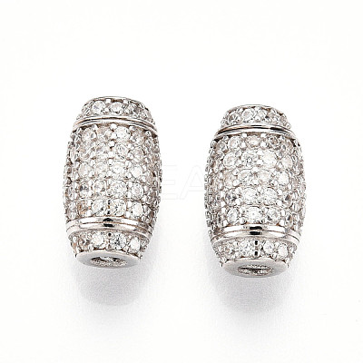 925 Sterling Silver Micro Pave Clear Cubic Zirconia European Clasps STER-T007-143P-1