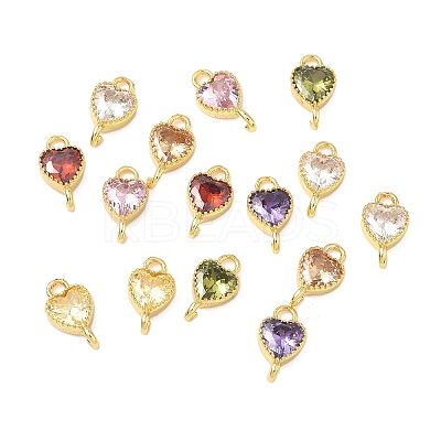 Brass Pave Cubic Zirconia Connector Charms KK-L264-14G-1