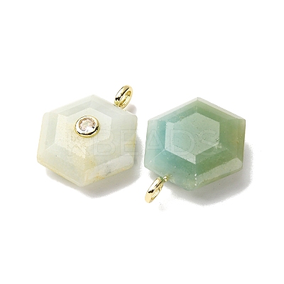 Natural Flower Amazonite Pendants G-P588-02G-10-1