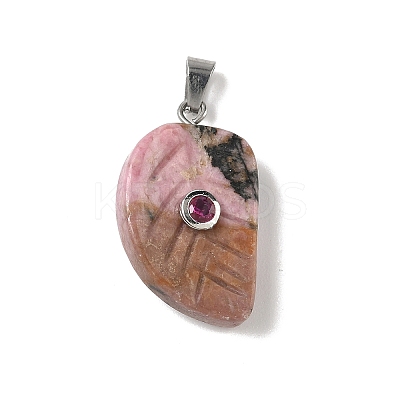 Natural Rhodonite Carved Pendants G-P599-04P-09-1