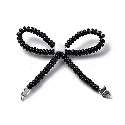 Alloy & Glass Seed Beads Bowknot Chandelier Component Links PALLOY-D359-03D-1