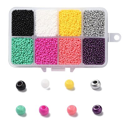 FGB 200G 8 Colors 12/0 Grade A Round Glass Seed Beads SEED-JP0010-10-2mm-1