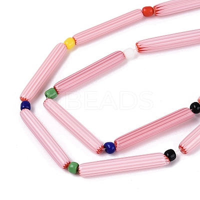 Handmade Millefiori Glass Lampwork Strip Beads Strands LA-N047-01B-1