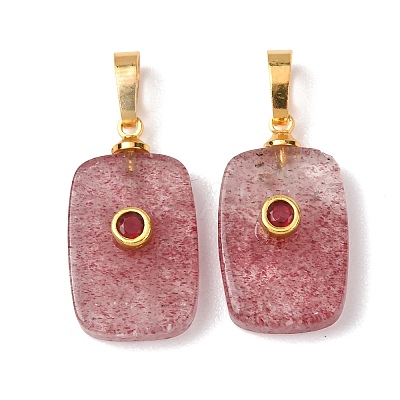Natural Strawberry Quartz Pendants G-P628-01G-09-1